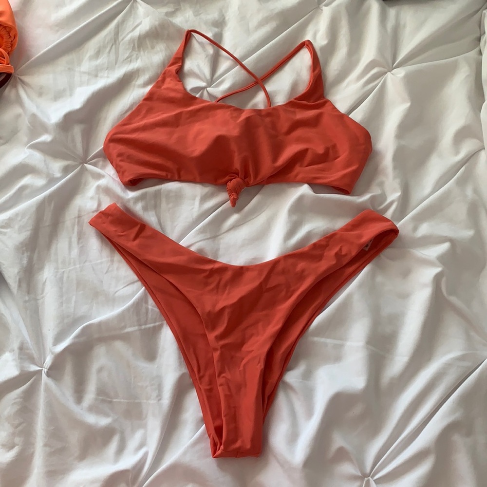 Coral colored 2 piece bikini set